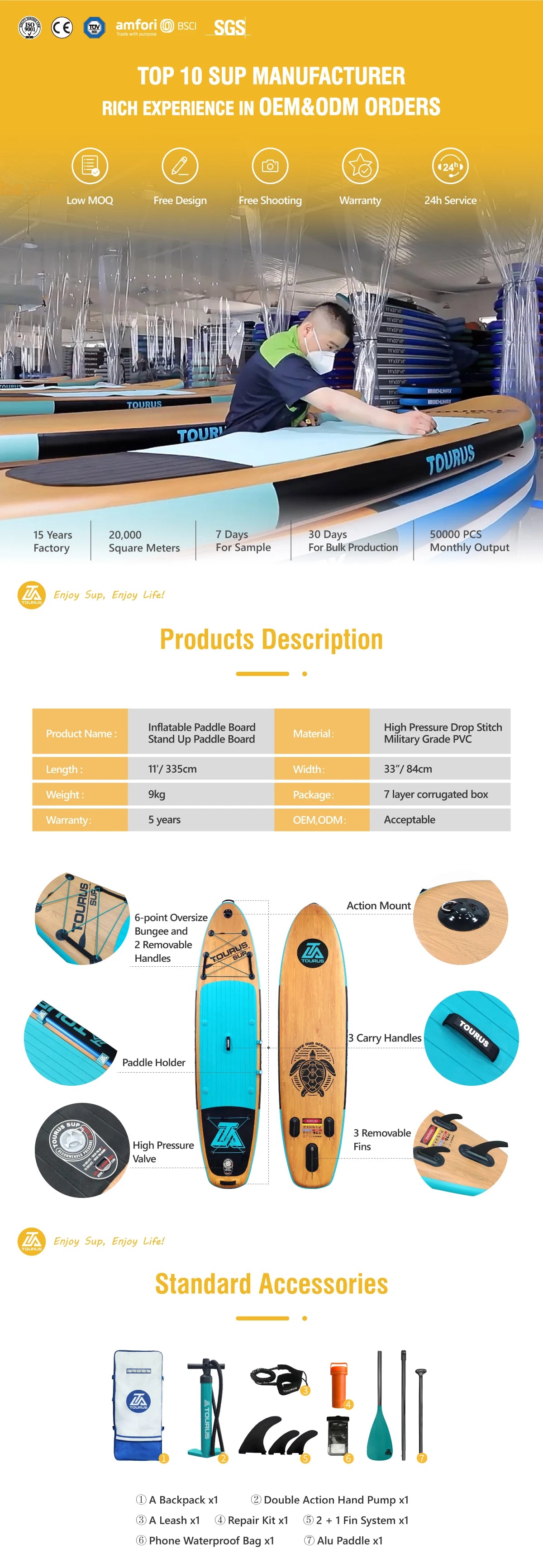 TOURUS TS-002S Paddle Board for All Skill Levels